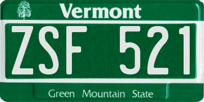 VT license plate ZSF521