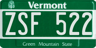 VT license plate ZSF522