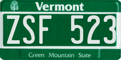 VT license plate ZSF523