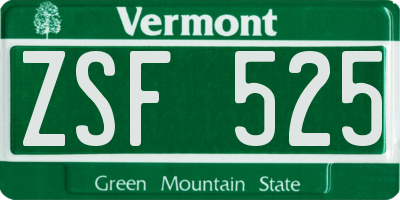 VT license plate ZSF525