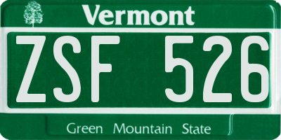 VT license plate ZSF526