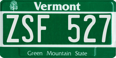 VT license plate ZSF527