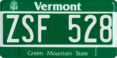 VT license plate ZSF528