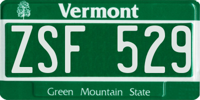 VT license plate ZSF529