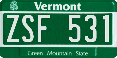 VT license plate ZSF531