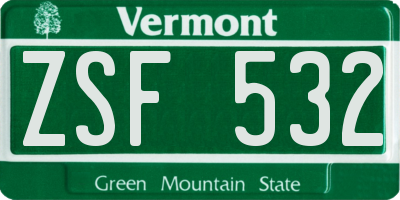 VT license plate ZSF532