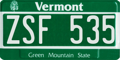 VT license plate ZSF535