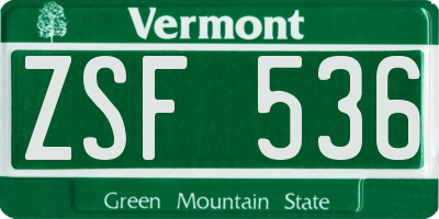 VT license plate ZSF536