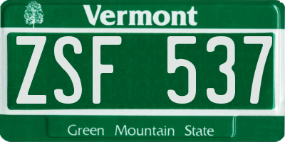 VT license plate ZSF537