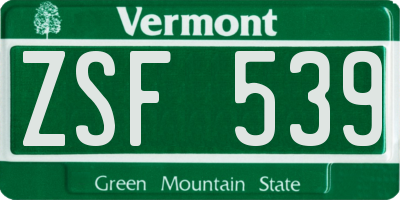 VT license plate ZSF539