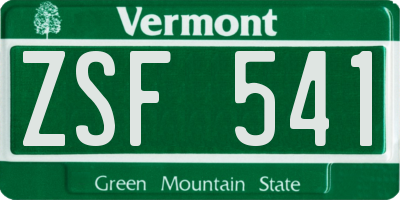 VT license plate ZSF541