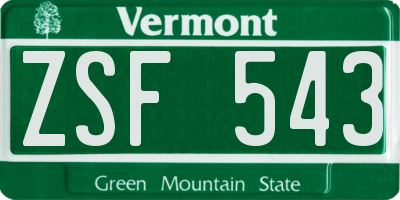 VT license plate ZSF543