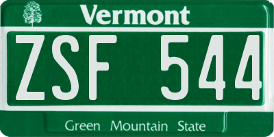 VT license plate ZSF544