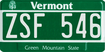 VT license plate ZSF546