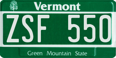 VT license plate ZSF550