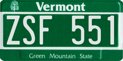 VT license plate ZSF551