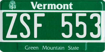 VT license plate ZSF553