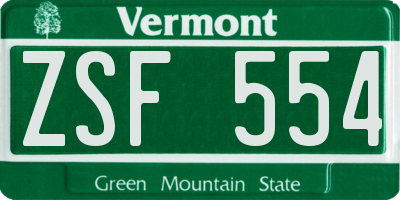 VT license plate ZSF554