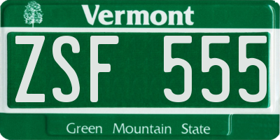 VT license plate ZSF555