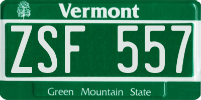 VT license plate ZSF557