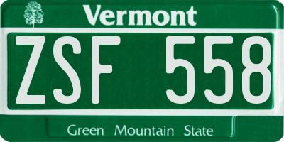 VT license plate ZSF558