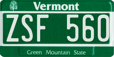 VT license plate ZSF560