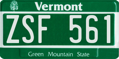VT license plate ZSF561
