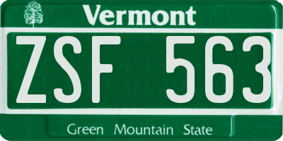 VT license plate ZSF563