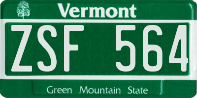 VT license plate ZSF564