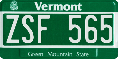 VT license plate ZSF565