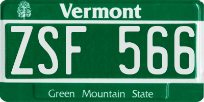 VT license plate ZSF566