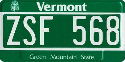 VT license plate ZSF568