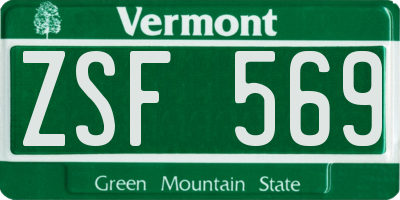 VT license plate ZSF569