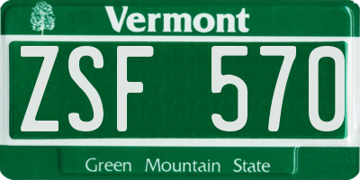 VT license plate ZSF570
