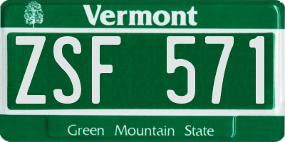 VT license plate ZSF571