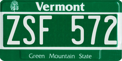 VT license plate ZSF572
