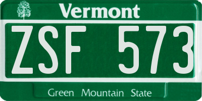 VT license plate ZSF573