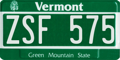 VT license plate ZSF575