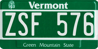 VT license plate ZSF576