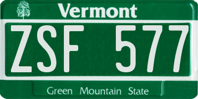 VT license plate ZSF577