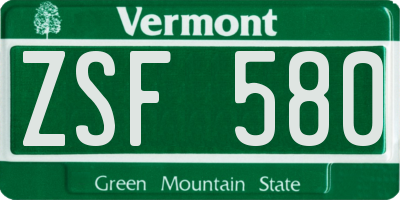 VT license plate ZSF580
