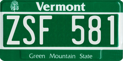 VT license plate ZSF581
