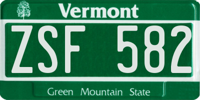 VT license plate ZSF582