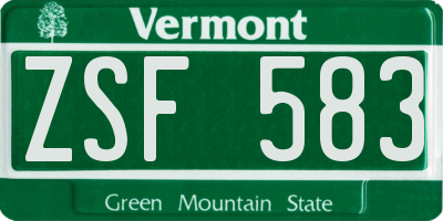 VT license plate ZSF583