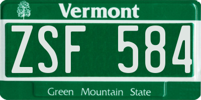VT license plate ZSF584