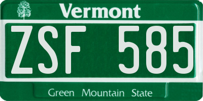 VT license plate ZSF585