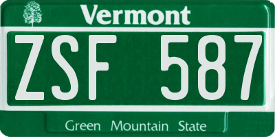 VT license plate ZSF587