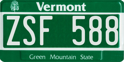 VT license plate ZSF588