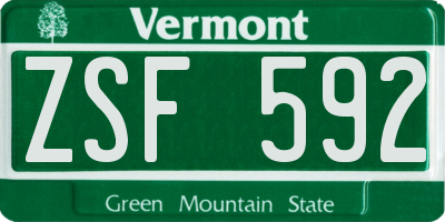 VT license plate ZSF592