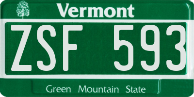 VT license plate ZSF593